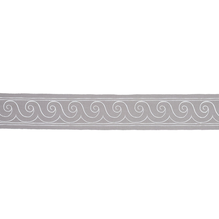 Schumacher Greek Waves Trim White On Grey Trim Sample 70754