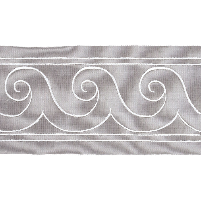 Schumacher Greek Waves Trim White On Grey Trim Sample 70754