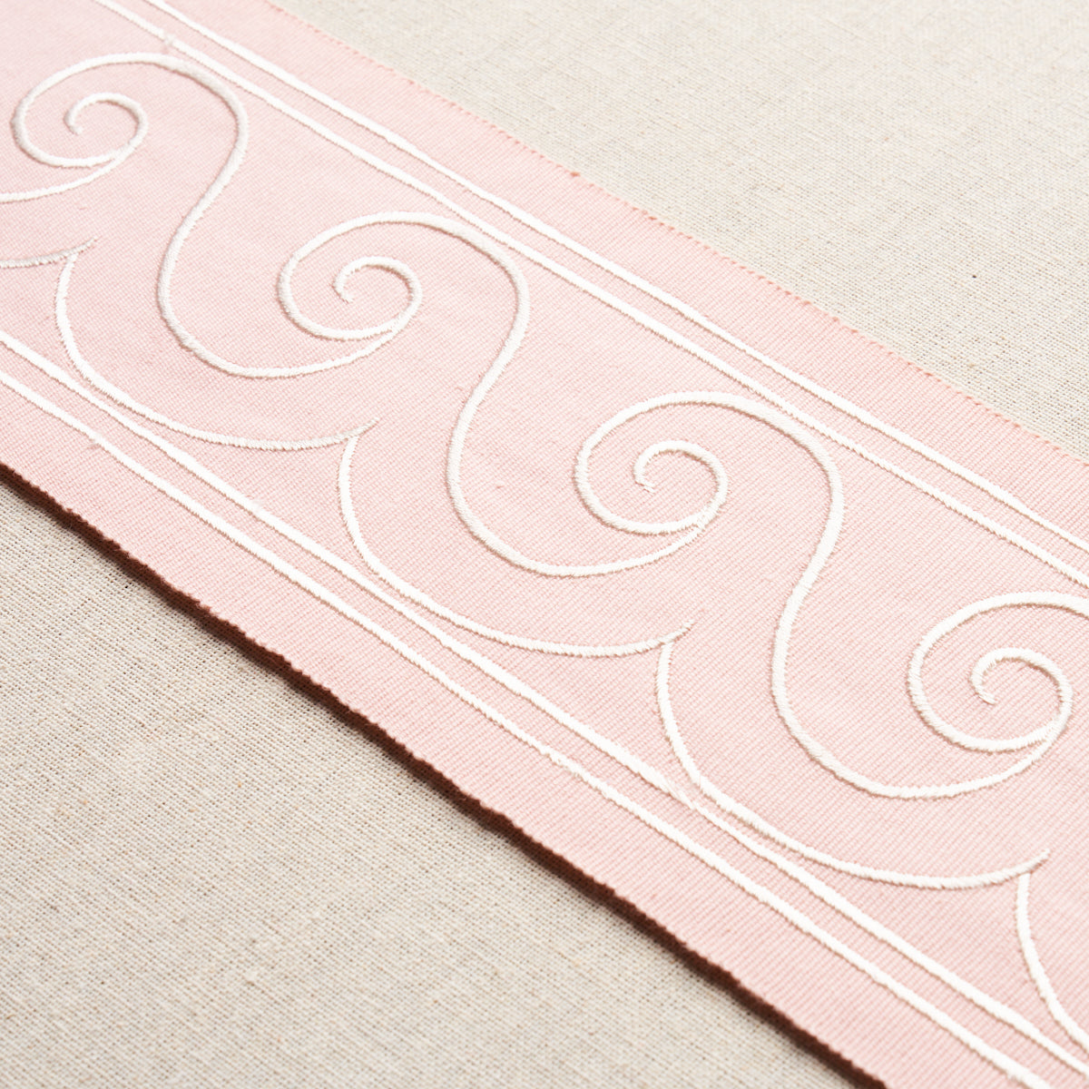 Schumacher Greek Waves Trim White On Blush Trim 70755