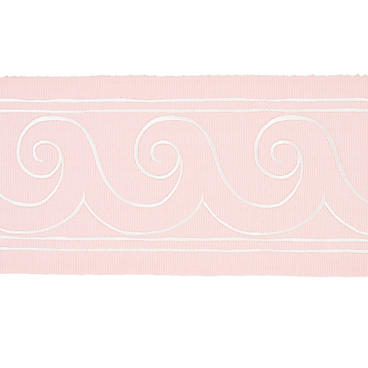 Schumacher Greek Waves Trim White On Blush Trim 70755