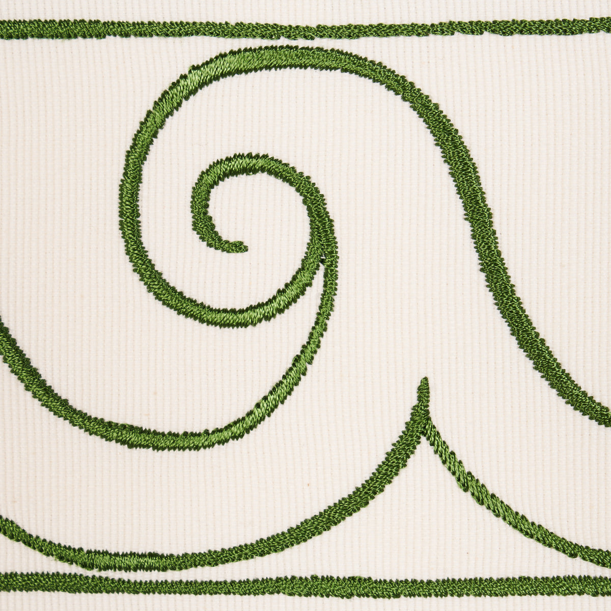 Schumacher Greek Waves Trim Green On Ivory Trim Sample 70756