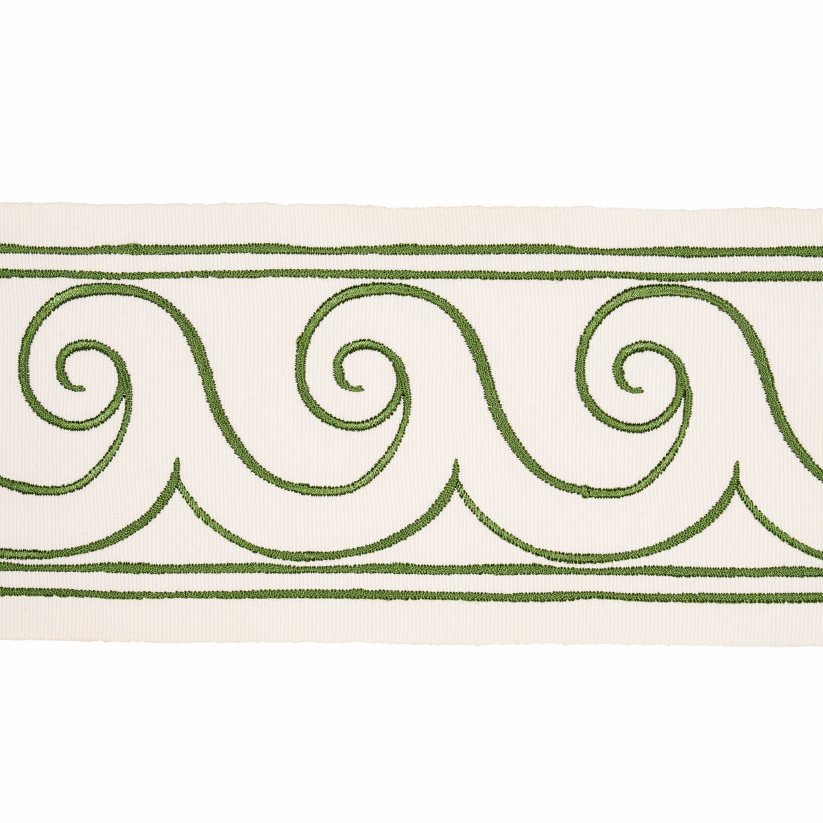 Schumacher Greek Waves Trim Green On Ivory Trim 70756