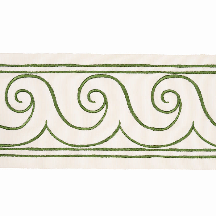 Schumacher Greek Waves Trim Green On Ivory Trim 70756