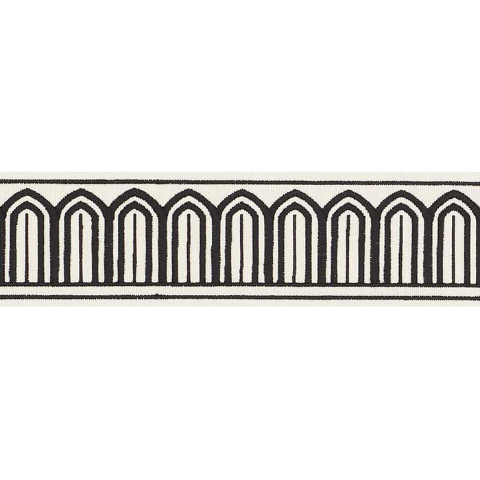 Schumacher Arches Embroidered Tape Medium Black On White Trim 70760