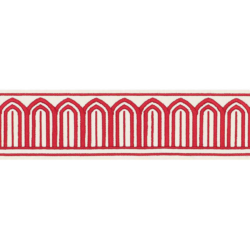 Schumacher Arches Embroidered Tape Medium Red Trim 70761