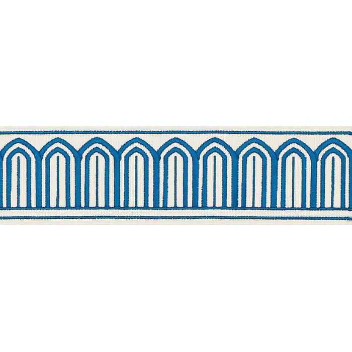 Schumacher Arches Embroidered Tape Medium Peacock Trim Sample 70762