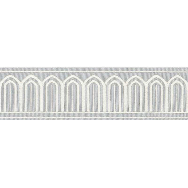 Schumacher Arches Embroidered Tape Medium Sky Trim 70763