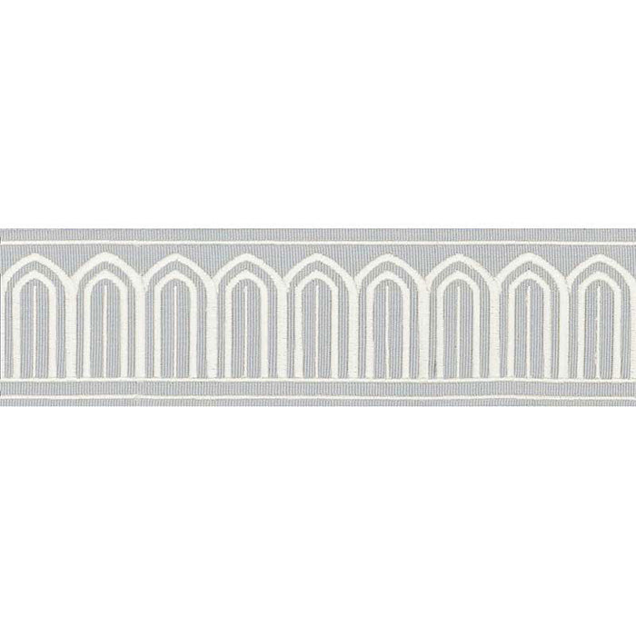 Schumacher Arches Embroidered Tape Medium Sky Trim Sample 70763