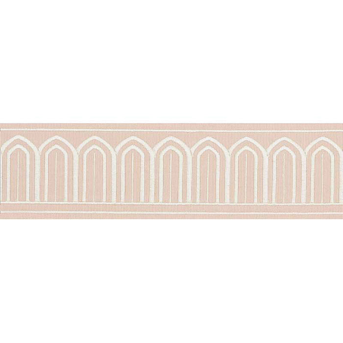 Schumacher Arches Embroidered Tape Medium Blush Trim Sample 70764