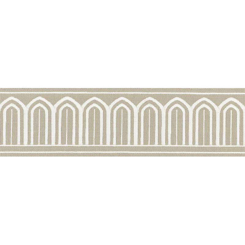 Schumacher Arches Embroidered Tape Medium Taupe Trim 70765