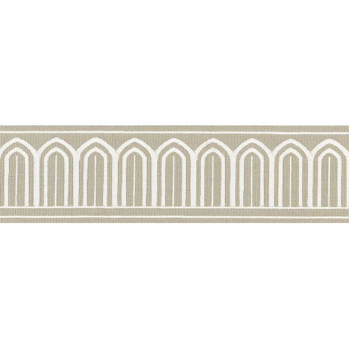 Schumacher Arches Embroidered Tape Medium Taupe Trim Sample 70765