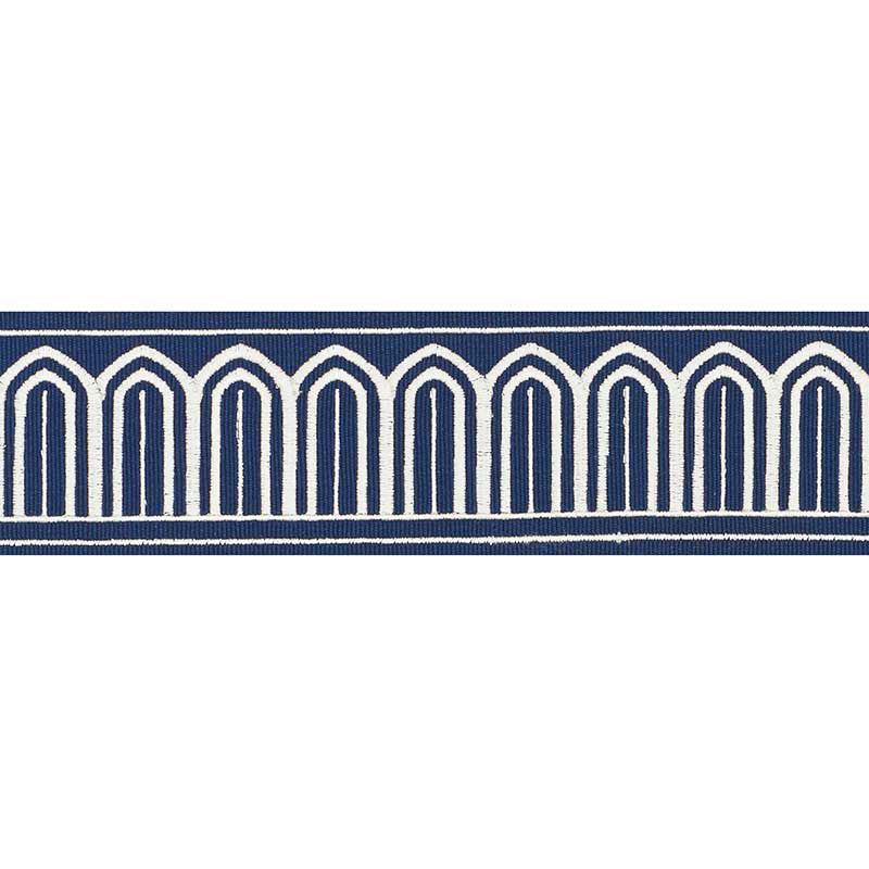 Schumacher Arches Embroidered Tape Medium Marine Trim 70767