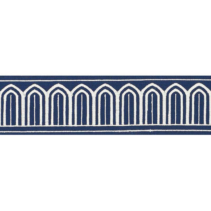 Schumacher Arches Embroidered Tape Medium Marine Trim Sample 70767