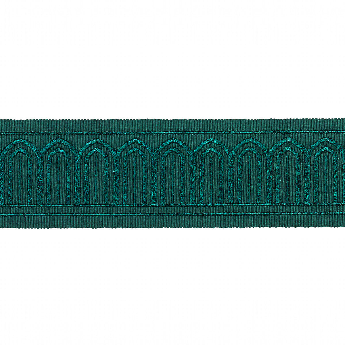 Schumacher Arches Embroidered Tape Medium Emerald Trim 70768