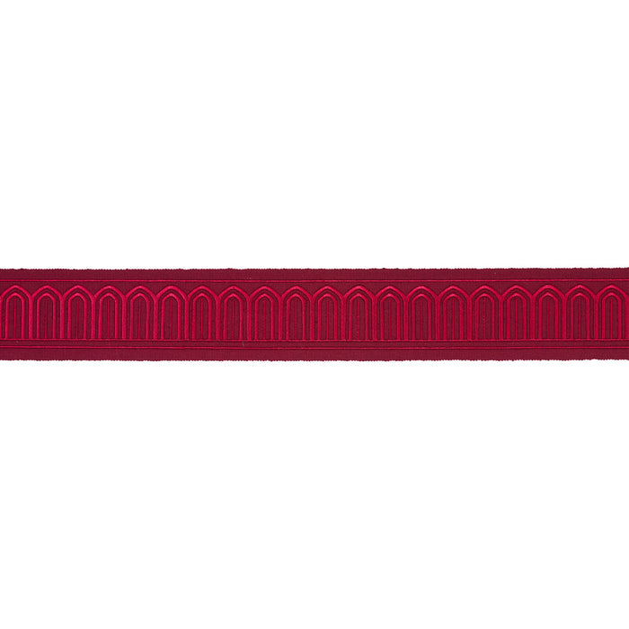 Schumacher Arches Embroidered Tape Medium Red Trim 70769