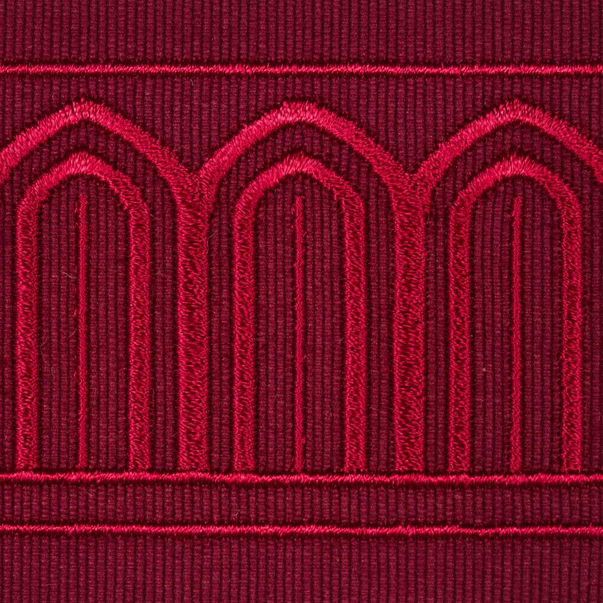 Schumacher Arches Embroidered Tape Medium Red Trim 70769