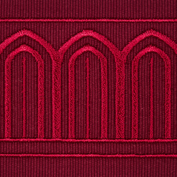 Schumacher Arches Embroidered Tape Medium Red Trim Sample 70769