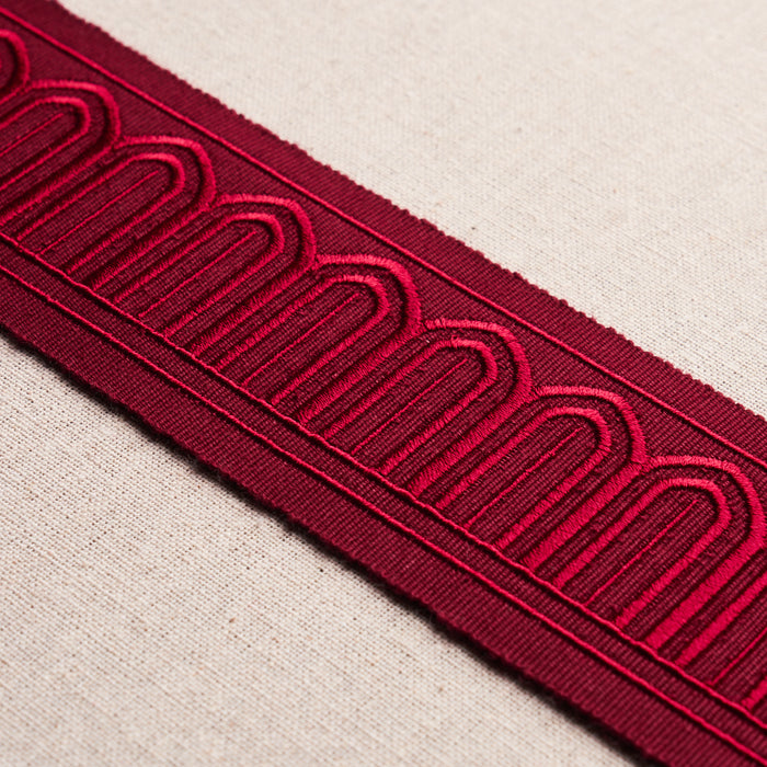 Schumacher Arches Embroidered Tape Medium Red Trim 70769