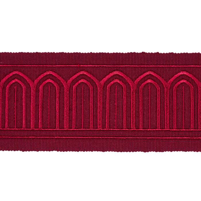 Schumacher Arches Embroidered Tape Medium Red Trim 70769