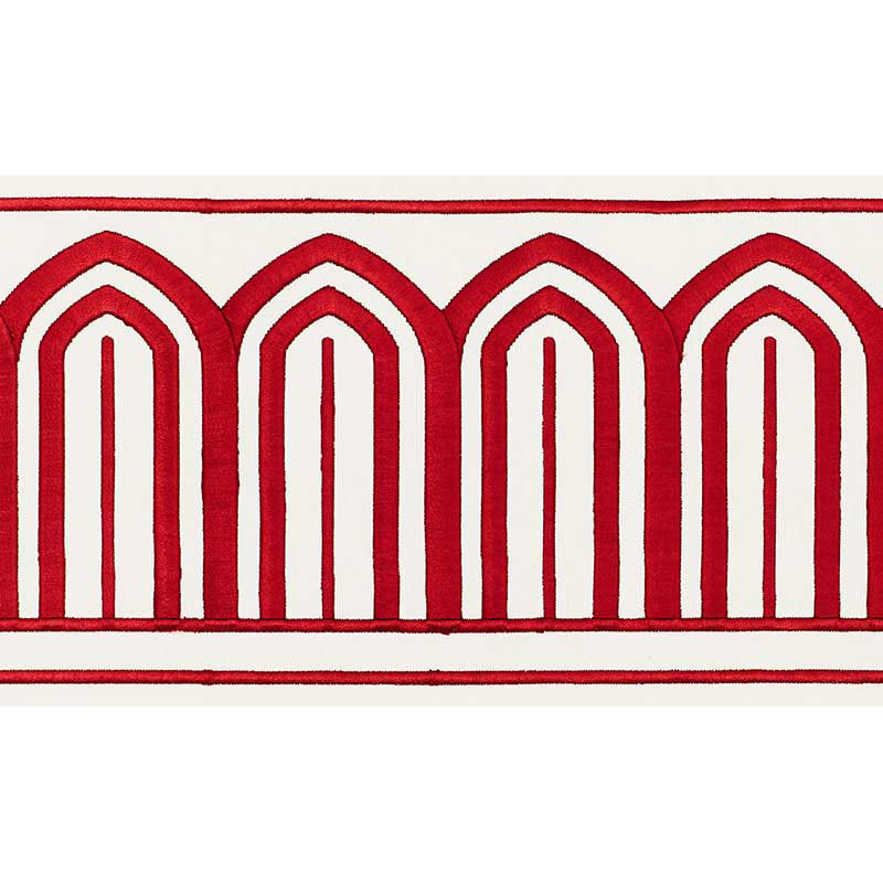 Schumacher Arches Embroidered Tape Wide Red Trim 70771