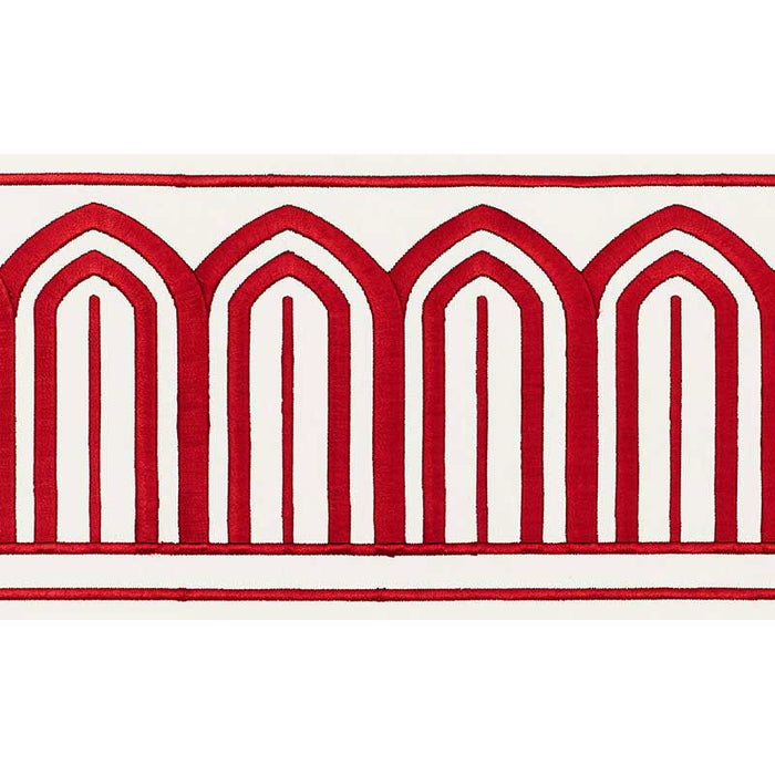 Schumacher Arches Embroidered Tape Wide Red Trim 70771