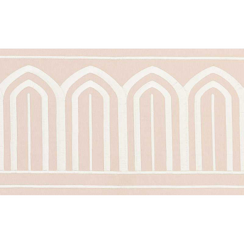 Schumacher Arches Embroidered Tape Wide Blush Trim Sample 70774