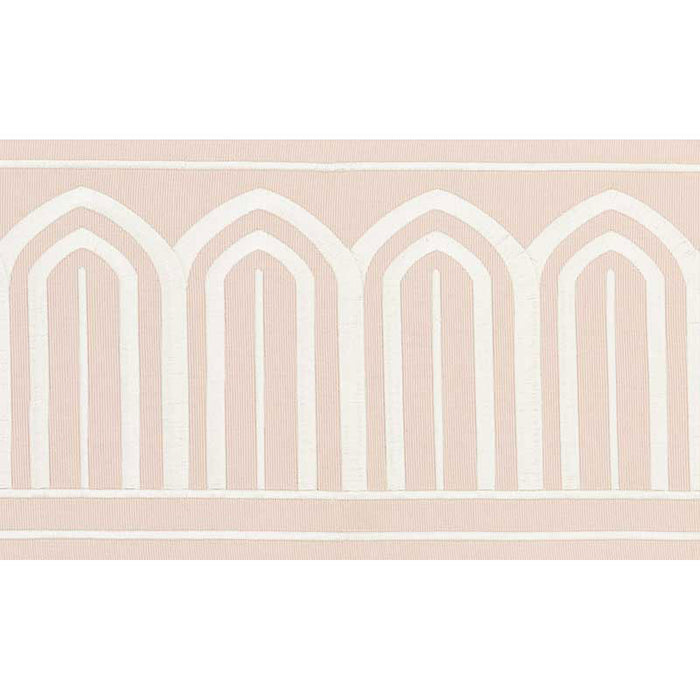 Schumacher Arches Embroidered Tape Wide Blush Trim Sample 70774