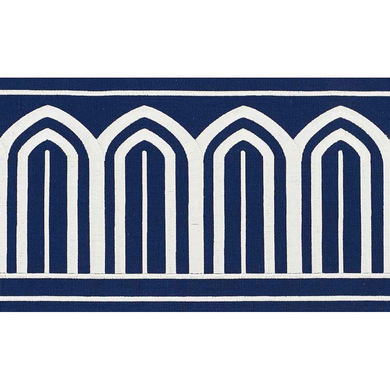 Schumacher Arches Embroidered Tape Wide Marine Trim 70775