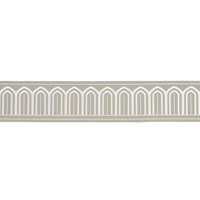 Schumacher Arches Embroidered Tape Wide Taupe Trim 70776