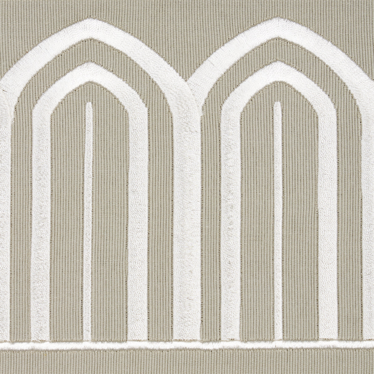 Schumacher Arches Embroidered Tape Wide Taupe Trim Sample 70776