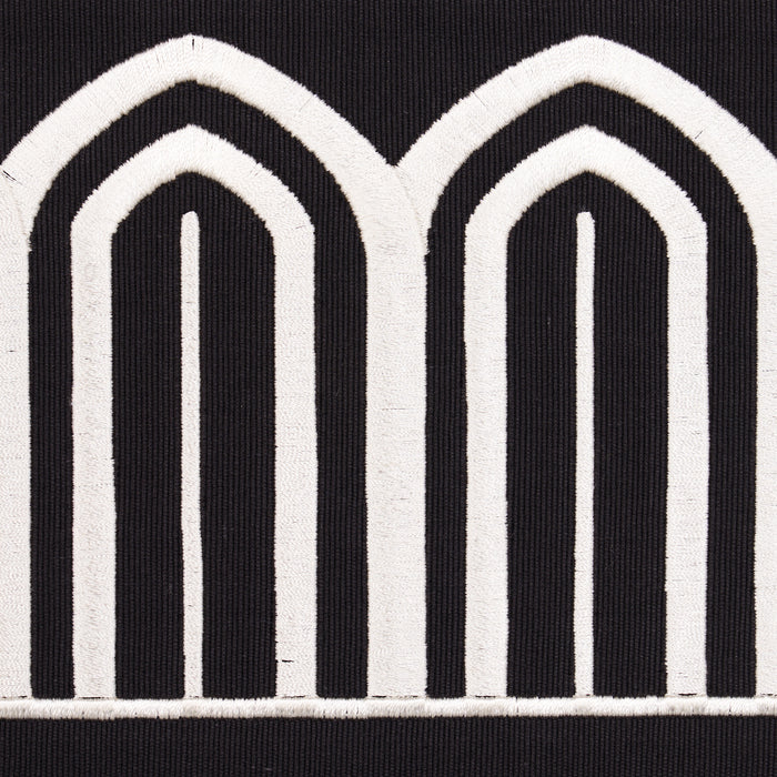 Schumacher Arches Embroidered Tape Wide White On Black Trim Sample 70777