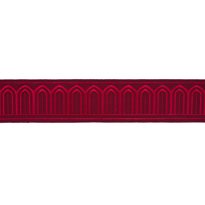 Schumacher Arches Embroidered Tape Wide Red Trim 70778