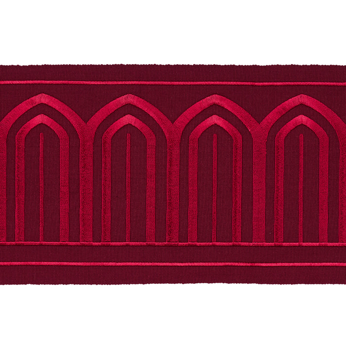 Schumacher Arches Embroidered Tape Wide Red Trim 70778