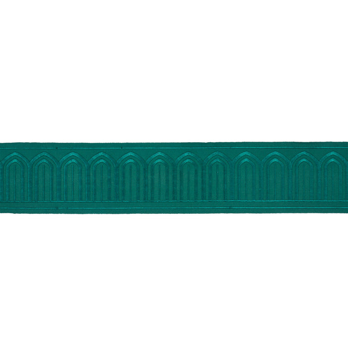 Schumacher Arches Embroidered Tape Wide Emerald Trim 70779