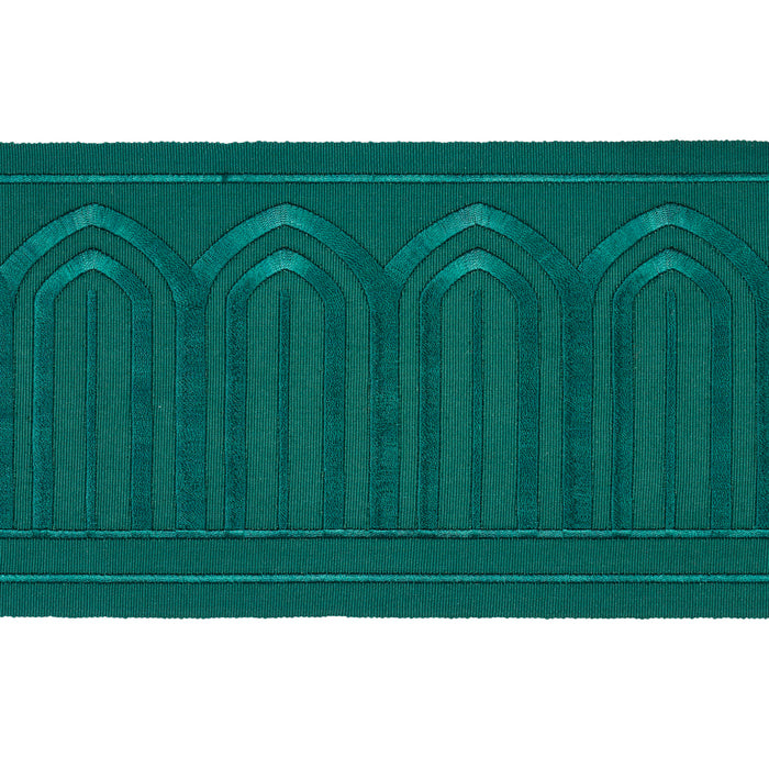 Schumacher Arches Embroidered Tape Wide Emerald Trim 70779