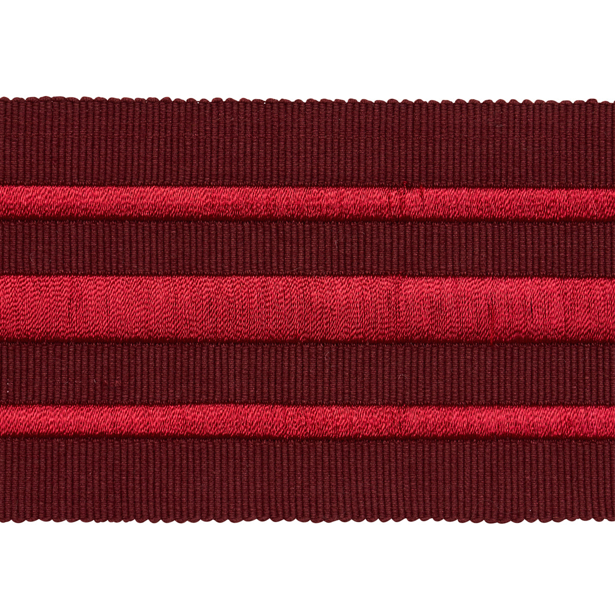 Schumacher Military Stripe  Tape Red On Burgundy Trim Sample 70781