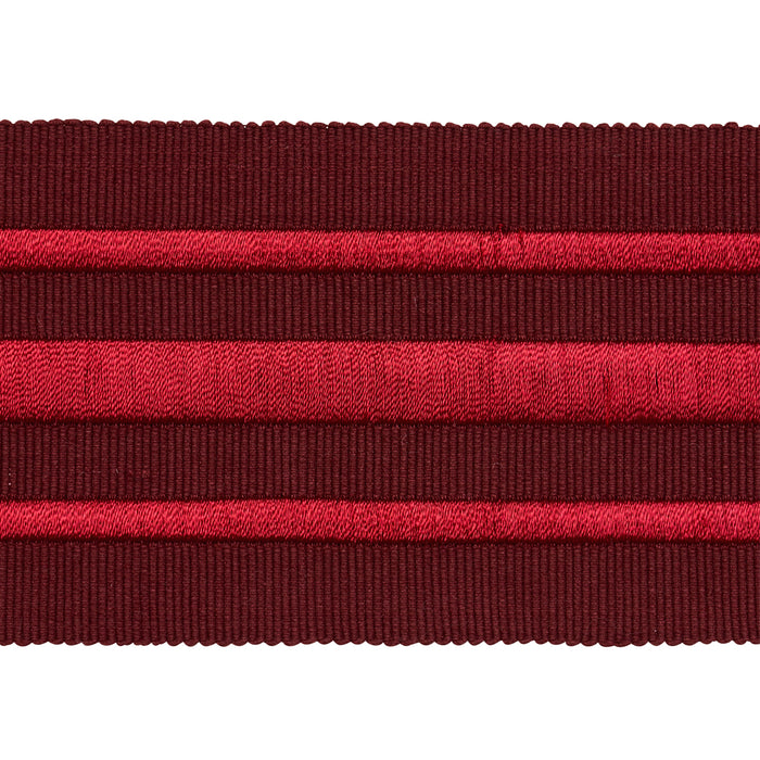 Schumacher Military Stripe  Tape Red On Burgundy Trim Sample 70781