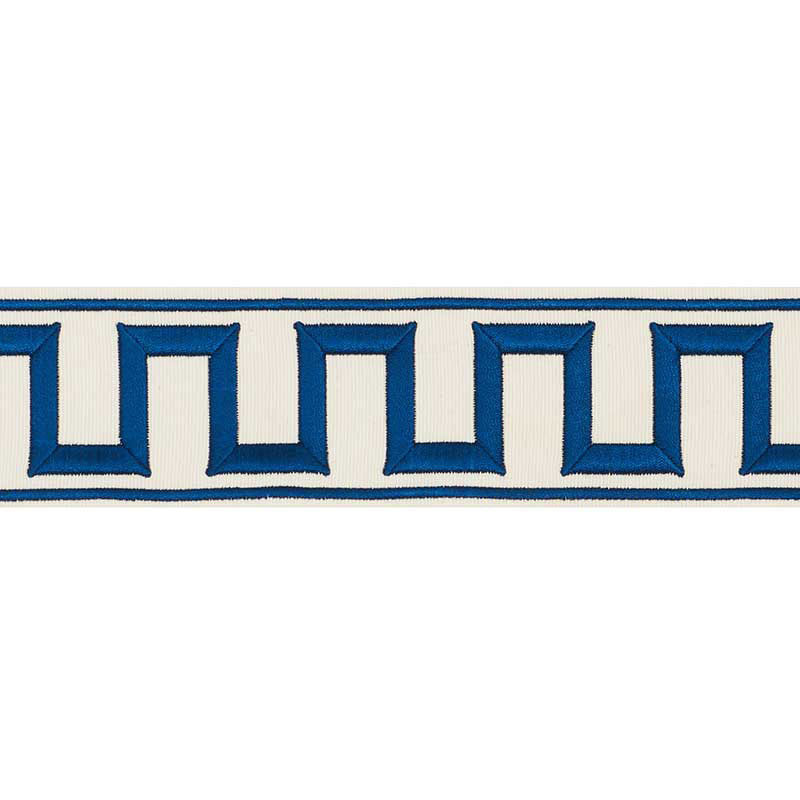 Schumacher Greek Key Embroidered Tape Blue Trim 70791