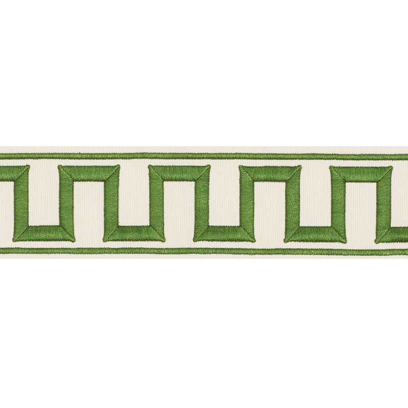 Schumacher Greek Key Embroidered Tape Green Trim 70795