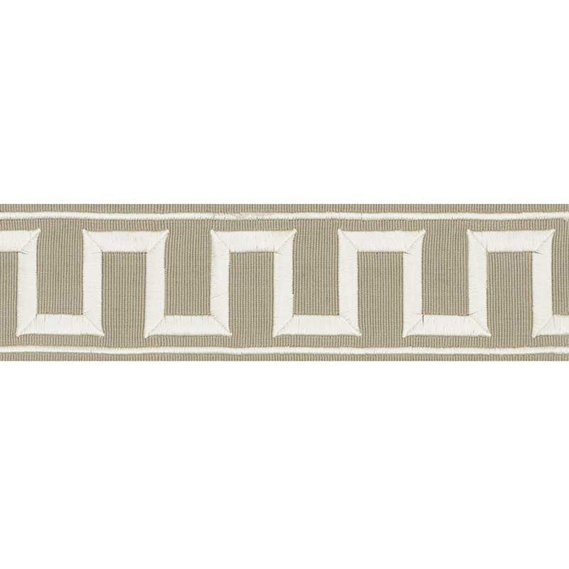 Schumacher Greek Key Embroidered Tape Taupe Trim 70796