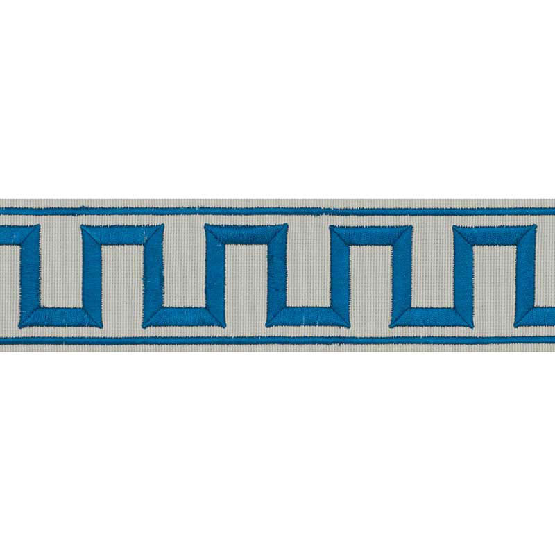 Schumacher Greek Key Embroidered Tape Peacock & Mineral Trim 70799