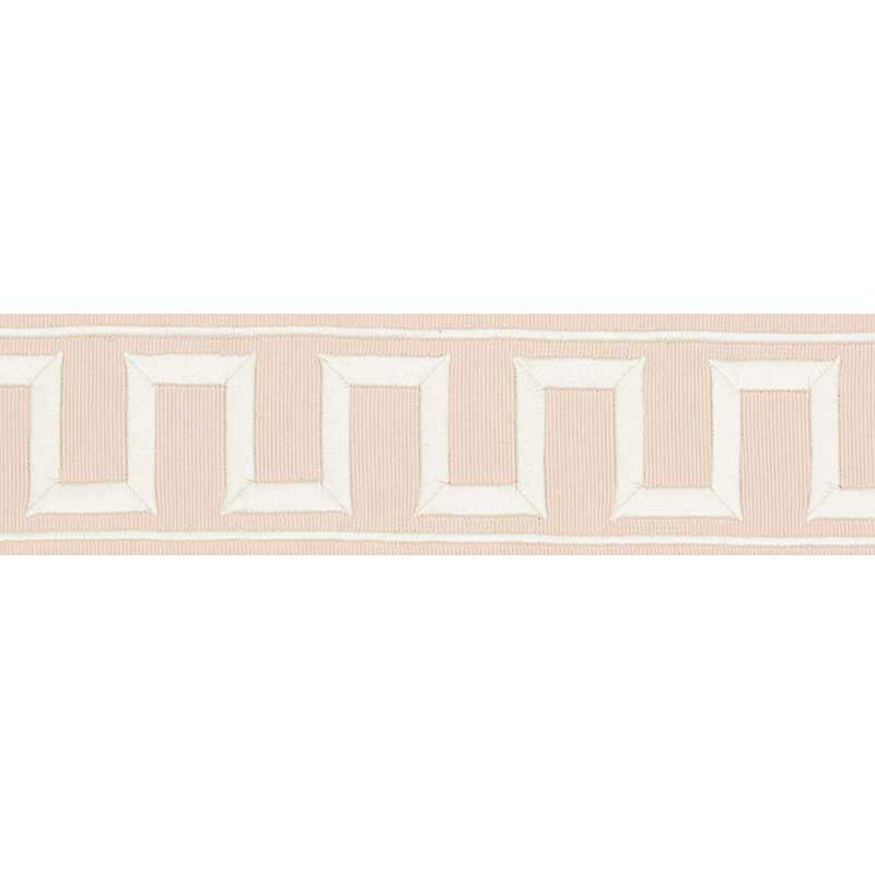 Schumacher Greek Key Embroidered Tape Blush Trim 70800