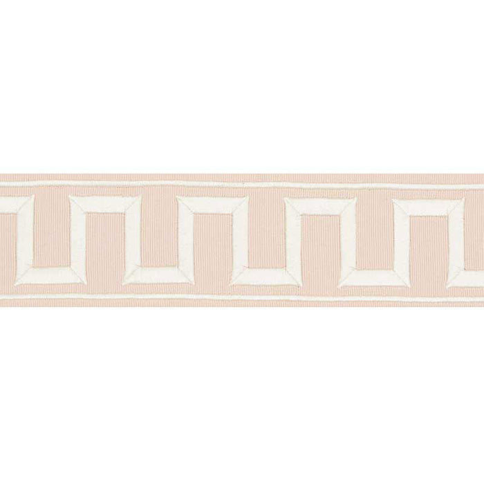 Schumacher Greek Key Embroidered Tape Blush Trim Sample 70800