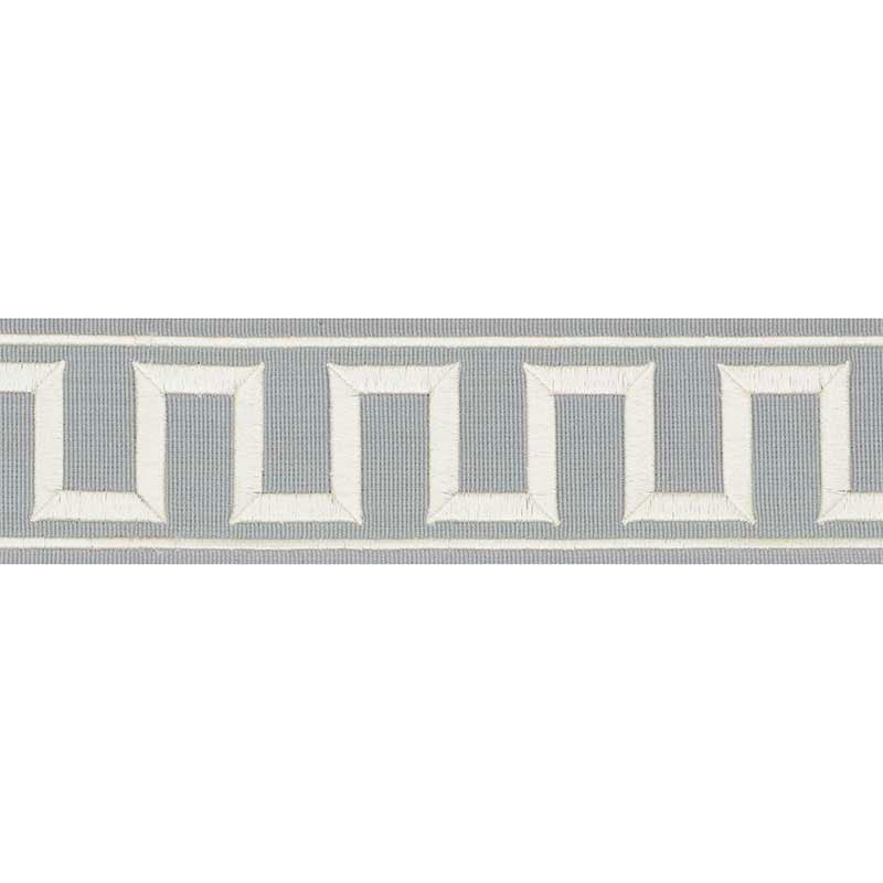 Schumacher Greek Key Embroidered Tape Sky Trim 70801