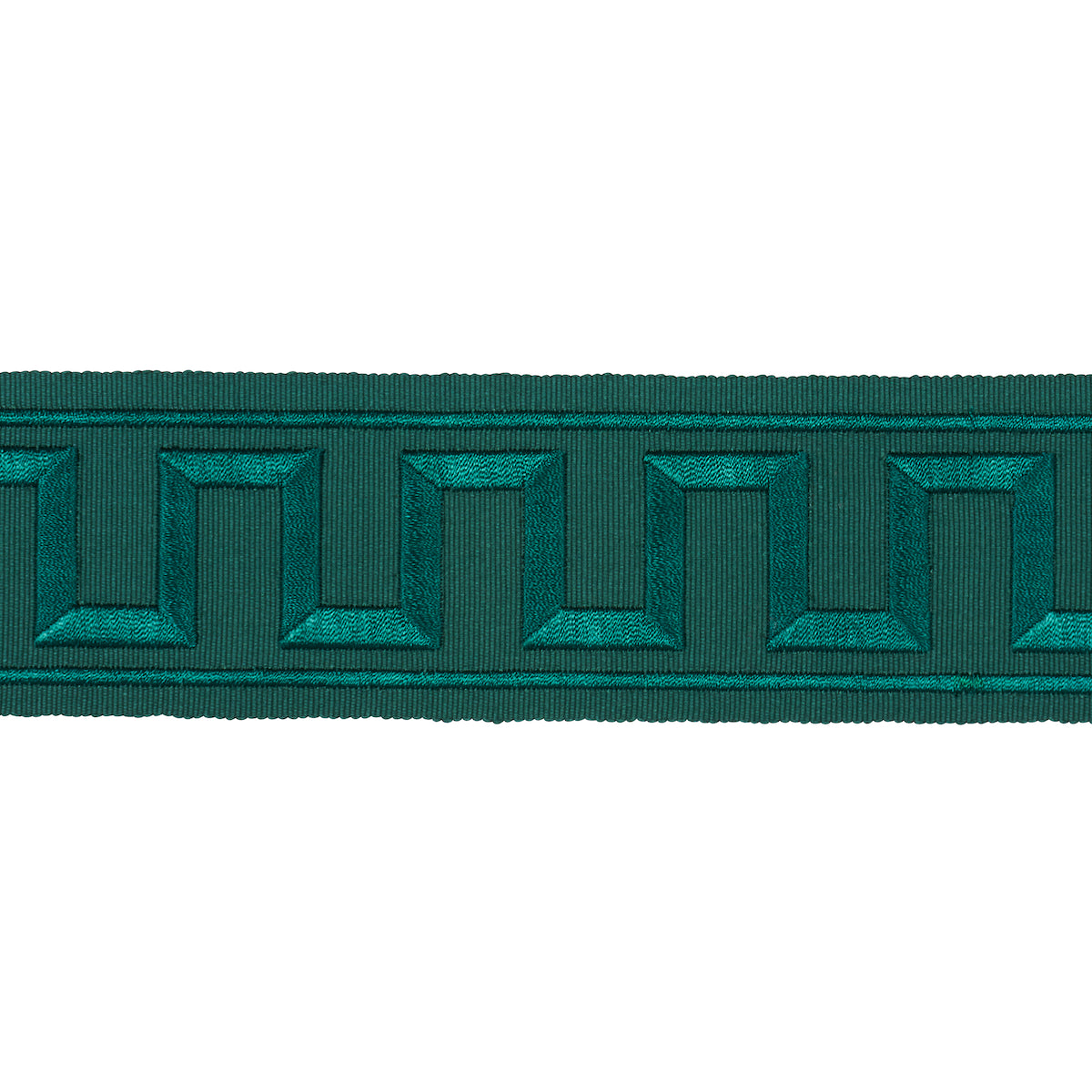 Schumacher Greek Key Embroidered Tape Emerald Trim 70804