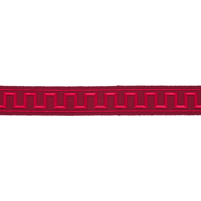 Schumacher Greek Key Embroidered Tape Burgundy Trim 70805