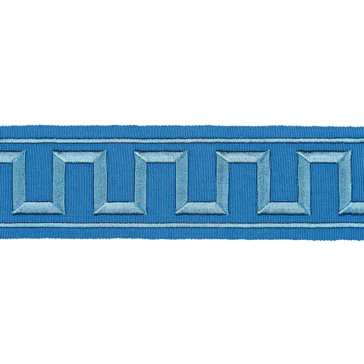 Schumacher Greek Key Embroidered Tape Teal Trim 70806