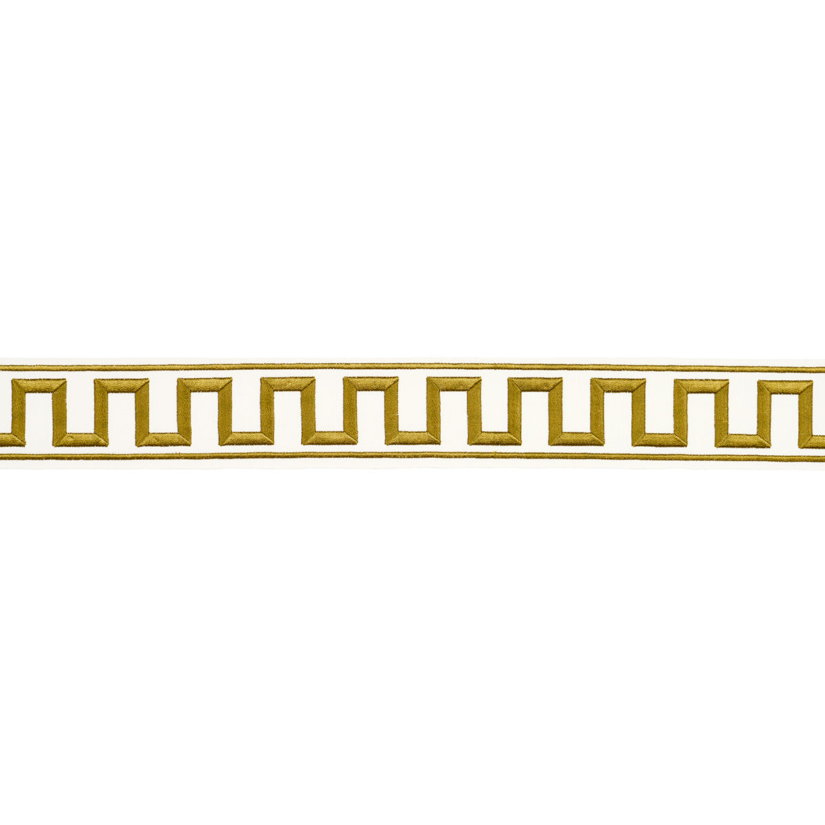 Schumacher Greek Key Embroidered Tape Gold Trim Sample 70813