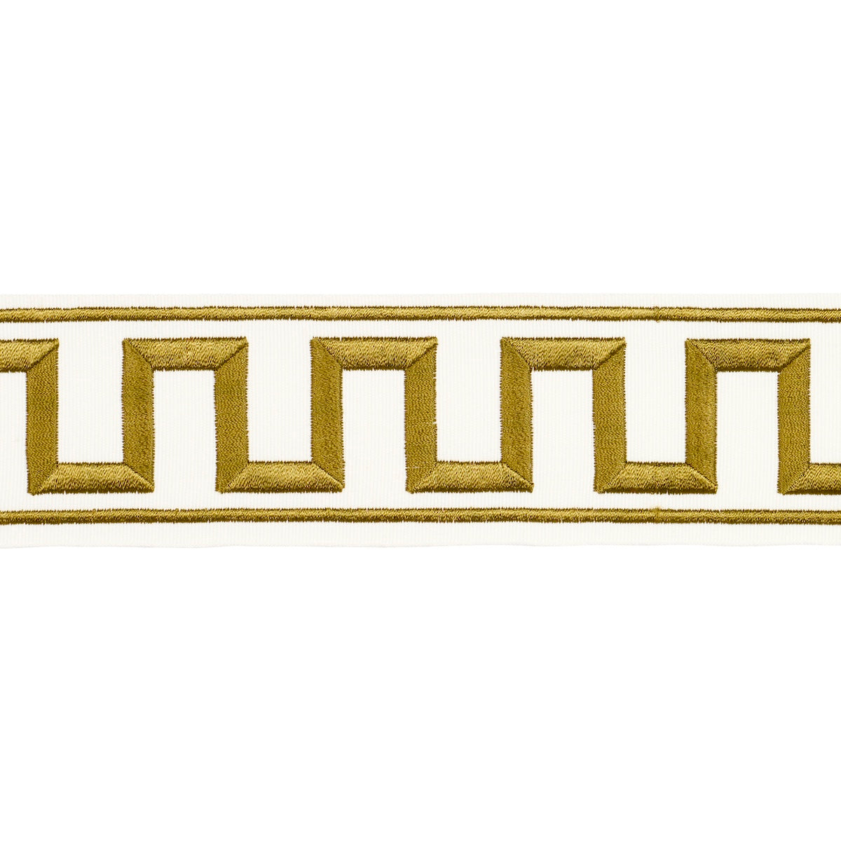 Schumacher Greek Key Embroidered Tape Gold Trim Sample 70813