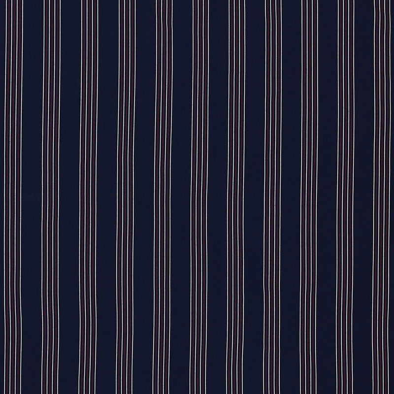 Schumacher Bibione Stripe Indoor/Outdoor Navy & Red Fabric 70900